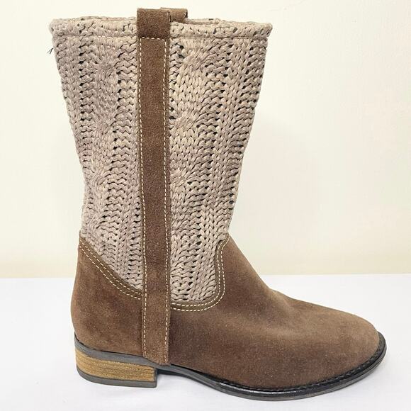 Sbicca Vintage Collection Stateroute Boots Women's 7 | Brown Leather Cableknit - Picture 1 of 9